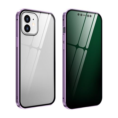 Protection des yeux Couverture de boîtier en verre métallique à adsorption magnétique pour iPhone 12 Pro - Violet clair