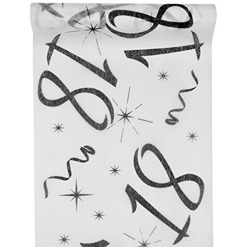SANTEX 5192-18-30, CHEMIN de table Anniversaire Blanc 18 ANS