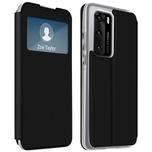 Housse pour Huawei P40 Fenêtre d'Affichage Porte-carte Support Vidéo noir