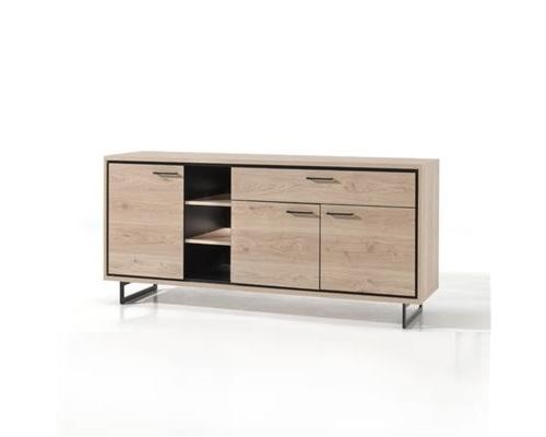 Bahut 180 cm couleur chêne naturel ESTELLE - L 180,1 x P 48 x H 85 cm