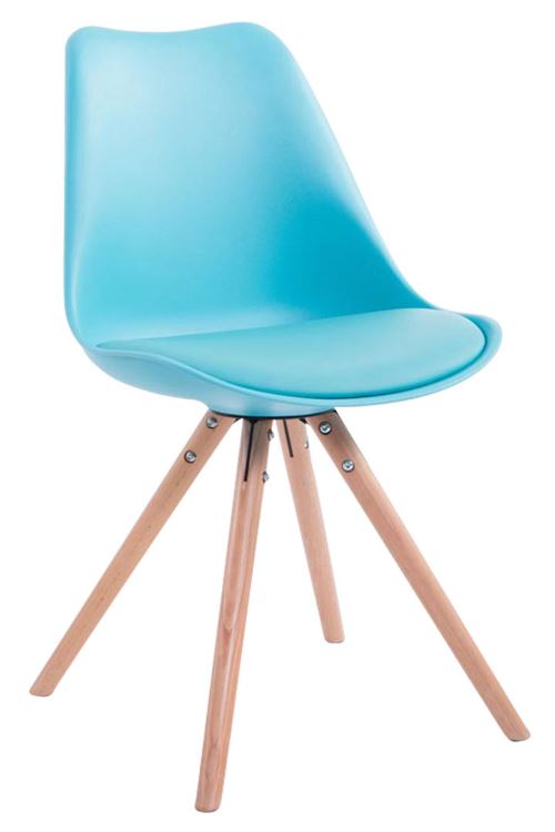 Chaise Toulouse similicuir piétement rond , Bleu/Bois de chêne Nature