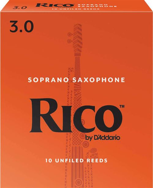 D'Addario RIA1030 - Anches saxophone soprano, force 3.0, boîte de 10