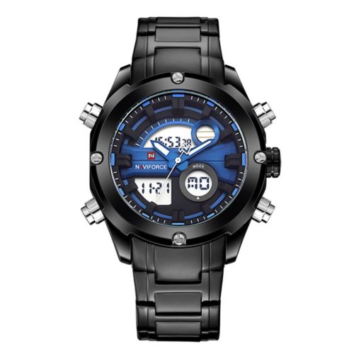 Quartz Sport Numérique Noir+Bleu Montre Homme