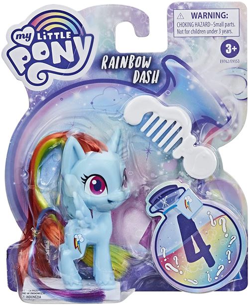 My Little Pony - Figurine 8cm - Potion Ponies - E9762 - Mini poupée Rainbow Dash avec Peigne + 4 Accessoires