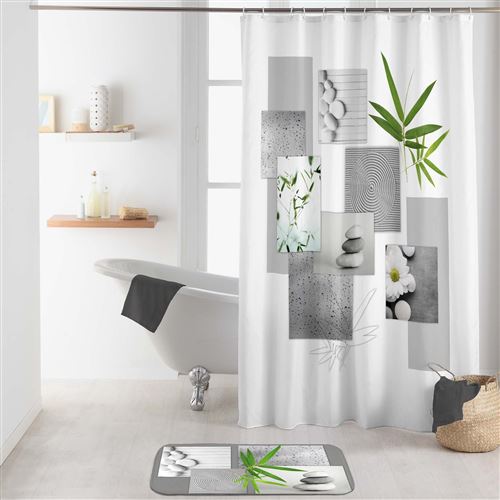 rideau de douche avec crochets 180 x 200 cm polyester imprime yanis des. place