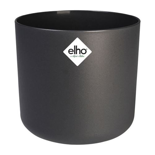 Cache pot de fleur rond en poly&eacute;thyl&egrave;ne gris anthracite &Oslash; 30 cm