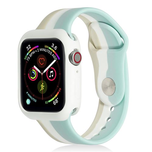 Bracelet en silicone avec coque de protection pour Apple Watch Series 6/ SE/ 5/ 4 44mm - Multicolore#7(Taille L)