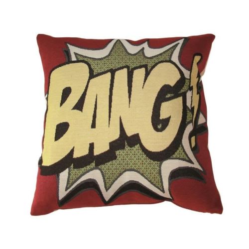 O'CBO Housse de coussin Vintage Kiss - 42 x 42 cm - Jacquard BANG 447 - Fabrication Française - Rouge, vert et beige
