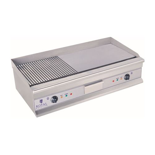 Plancha électrique nervurée - 100cm - 2 x 3.2kW acier inox professionnel