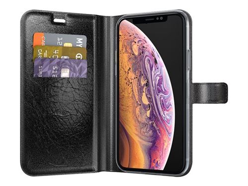 BeHello Gel Wallet Case - Flip cover voor mobiele telefoon - zwart - 5.8 - voor Apple iPhone X, XS