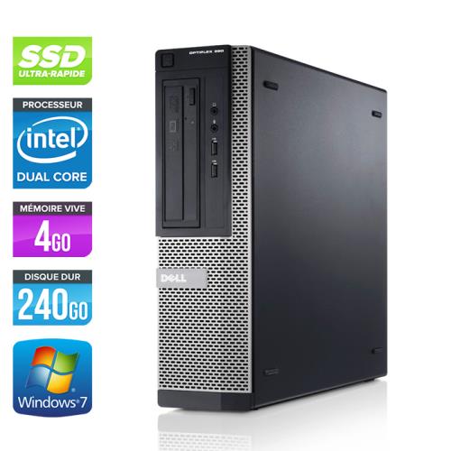 Unité centrale Dell Optiplex 390 Desktop - Noir - Intel Pentium G630 / 2.70 GHz - RAM 4 Go - SSD 240 Go - DVD - HDMI - Gigabit Ethernet - Windows 7 Pr