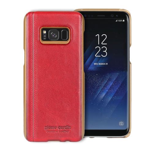 Etui en cuir véritable pierre cardin véritable cousudure rouge pour votre Samsung Galaxy S8 G950