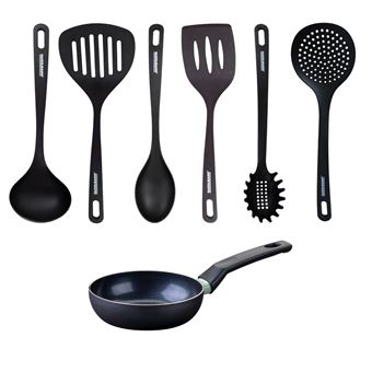 Set poêle antiadhésive céramique 16 cm et 6 ustensiles Fackelmann Brandao - 1