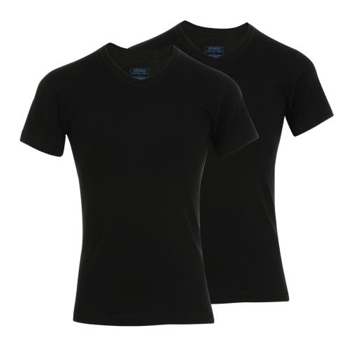 Lot de 2 Tee shirt col V homme Coton Bio Noir-Noir Taille 3