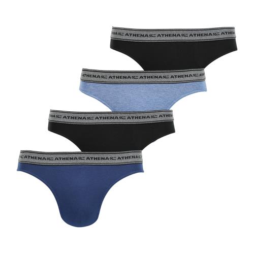 Lot de 4 slips homme Eco Pack Bleu-Noir-Bleu chiné-Noir Taille 3
