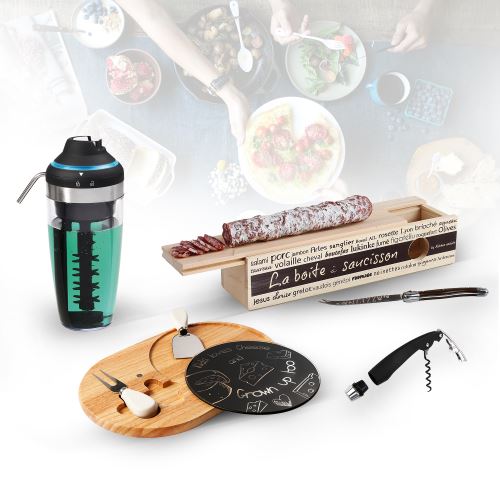 Pack apéro - appareil à cocktail + Sommelier 4en1 + boîte à saucisson + Plateau à fromage