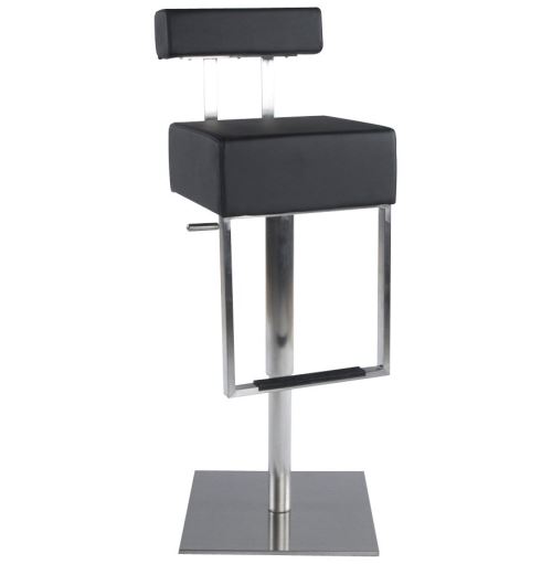 Tabouret de bar 'SPOON' avec haut dossier en matière synthétique noire