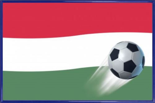 Poster Encadré: Football - Drapeau De L'Hongrie (61x91 cm), Cadre Plastique, Bleu