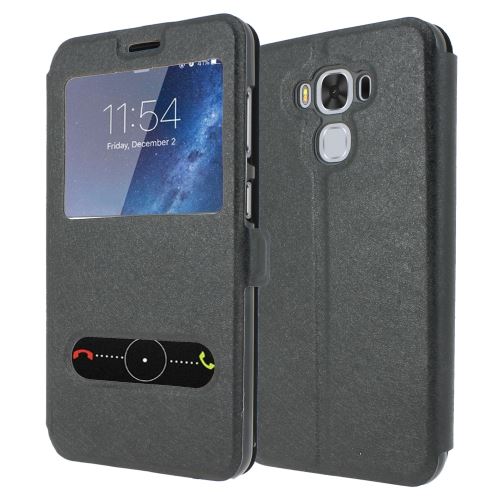 Housse Asus Zenfone 3 Max ZC553KL Housse Coque de protection S-View Folio Flip Cover [ADVANSIA] (Windows View) Flip Cover [Noir]