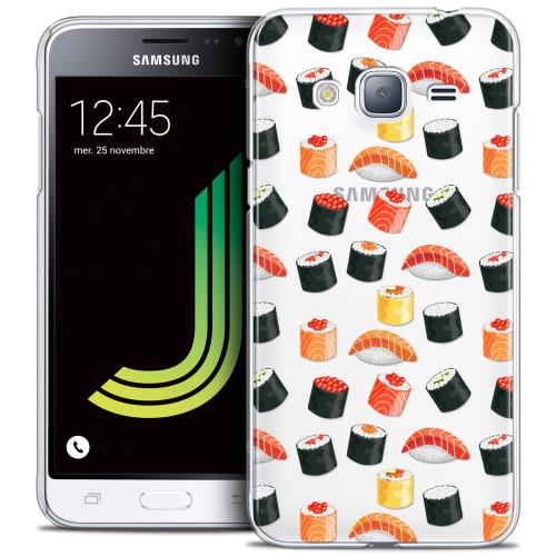 Caseink - Coque Housse Etui Samsung Galaxy J3 2016 (J320) Crystal HD Collection Foodie Design Sushi - Rigide - Ultra Fin