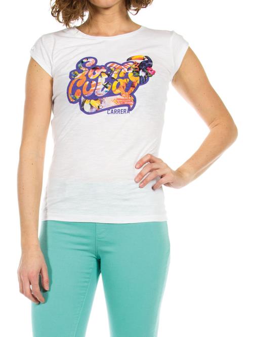 Carrera Jeans - T-Shirt 852B0361A pour femme, taille normale, manche courte - L - Blanc