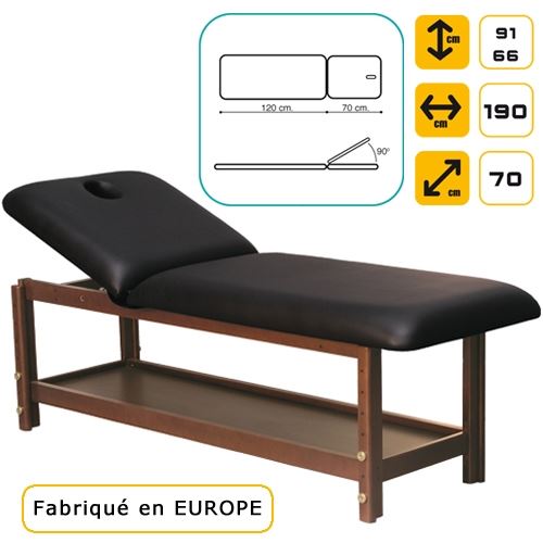 Lit de massage Luxe en bois, hêtre Massif foncé Blanc marbré
