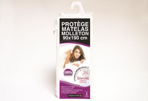 Protège matelas molleton 90x190 cm, forme drap housse par Soleil d'ocre