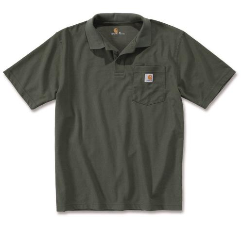 Polo manches courtes maille piquée poche poitrine vert olive L Carhartt S1K570MOSL