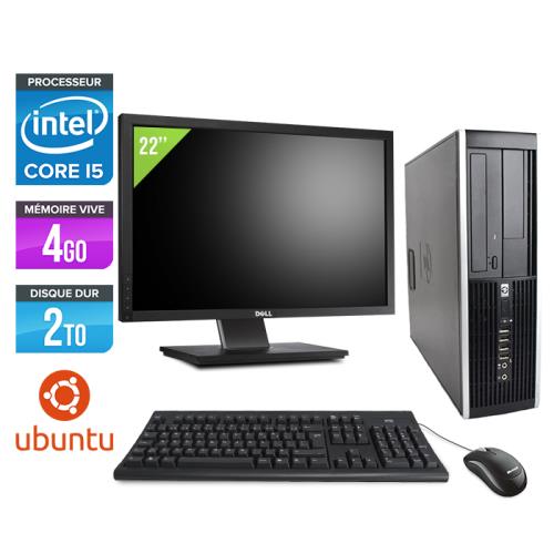 Pc HP Elite 8200 SFF + Ecran 22'' - Noir - Intel Core i5-2400 / 3.10 GHz - RAM 4 Go - HDD 2 To - DVD - Gigabit Ethernet - Ubuntu / Linux