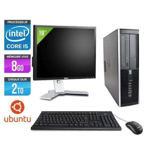 Pc HP Elite 8200 SFF + Ecran 19'' - Noir - Intel Core i5-2400 / 3.10 GHz - RAM 8 Go - HDD 2 To - DVD - Gigabit Ethernet - Ubuntu / Linux