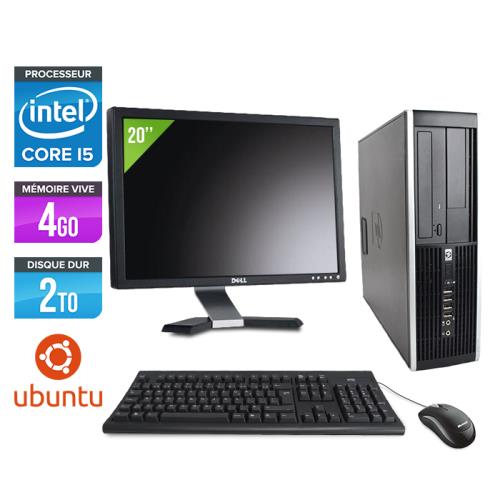 Pc HP Elite 8200 SFF + Ecran 20'' - Noir - Intel Core i5-2400 / 3.10 GHz - RAM 4 Go - HDD 2 To - DVD - Gigabit Ethernet - Ubuntu / Linux