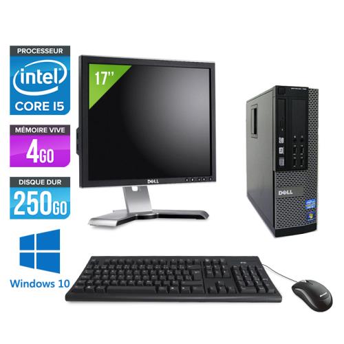 Ordinateur Dell Optiplex 790 SFF + Ecran 17'' - Noir - Intel Core i5-2400 / 3.10 GHz - RAM 4 Go - HDD 250 go - DVD - Gigabit Ethernet - Windows 10 Pro