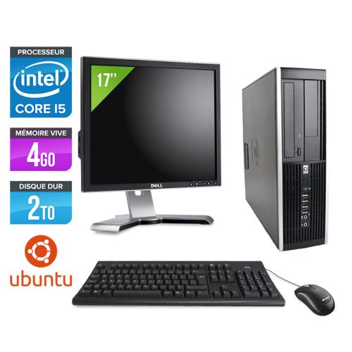 Pc HP Elite 8200 SFF + Ecran 17'' - Noir - Intel Core i5-2400 / 3.10 GHz - RAM 4 Go - HDD 2 To - DVD - Gigabit Ethernet - Ubuntu / Linux
