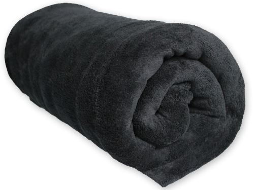 Plaid MICROFIBRE polaire 110x160 cm noir par Soleil d'ocre