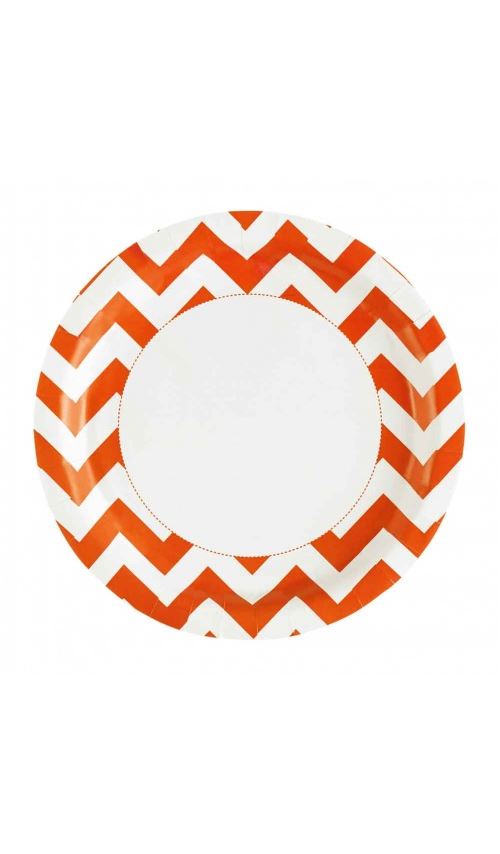 Assiettes - Chevrons - Orange x 8