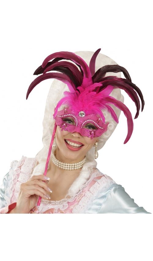 Loup Papillon Plumes Roses - Tige Rose