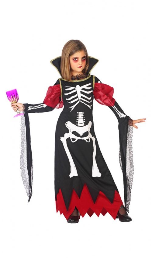Costume de Vampiresse - Squelette Taille : 7/9 ans (120 à 132 cm)
