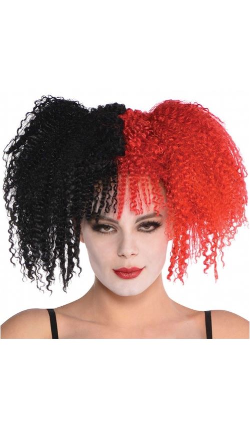 Perruque Clown Terrifiant - Rouge et Noir - Femme