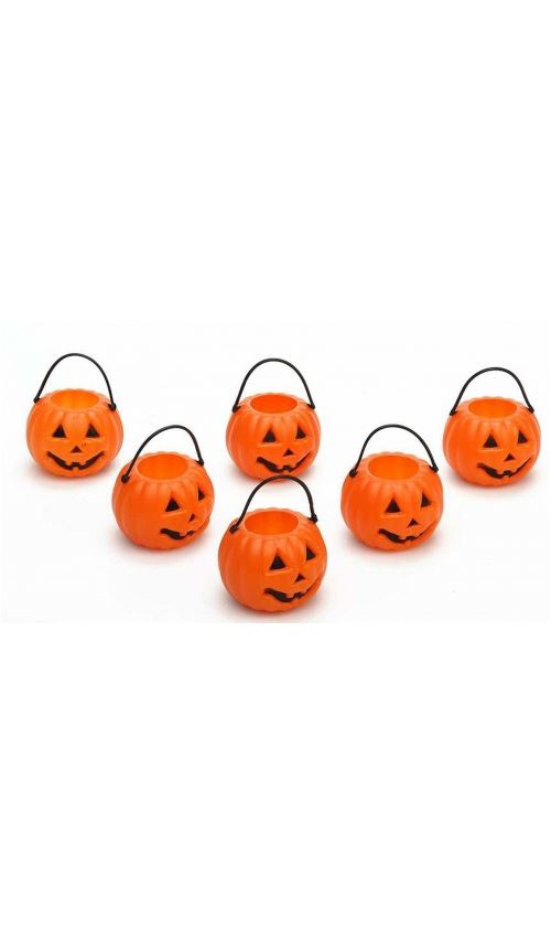 Décoration Halloween - Mini-Chaudron CItrouille x6