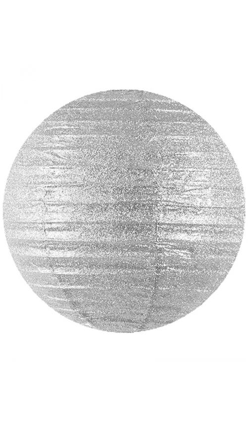 Lanterne Boule - Grand Format - Argent Pailleté