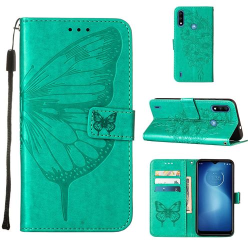 MPFRANCE Housse pour Motorola Moto E7 Power Vert [Papillon V3]