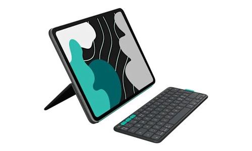 Logitech Flip Folio - Clavier et étui - full size - sans fil - Bluetooth 5.1 LE - QWERTY - Nordique (Danois/Finnois/Norvégien/Suédois) - graphite - pour Apple 10.9-inch iPad Air (5th generation); 11-inch iPad Air (M2, M3); 11-inch iPad Pro (M4, M5)