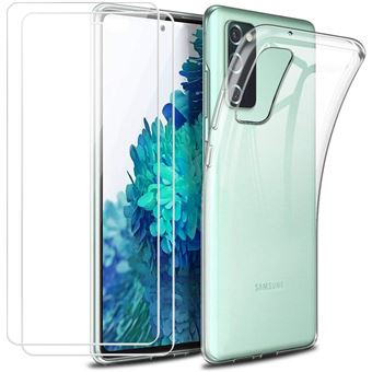 HQSELECTION® Coque pour Samsung Galaxy S20FE Transparente Silicone en Gel TPU Souple + 2 Verre trempé Film Protection écran - Anti Rayures - Ultra Résistant Dureté 9H - 1