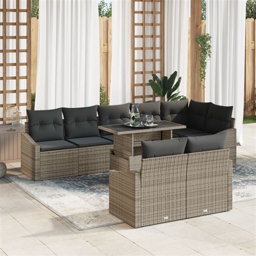 Non Communiqué Gris Ensemble De Canapés De Jardin 9 Pièces Avec Coussins Poly Rotin