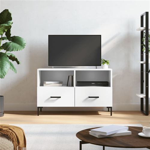 vidaXL - Meuble TV - 80x36x50 cm - Blanc - Image 2