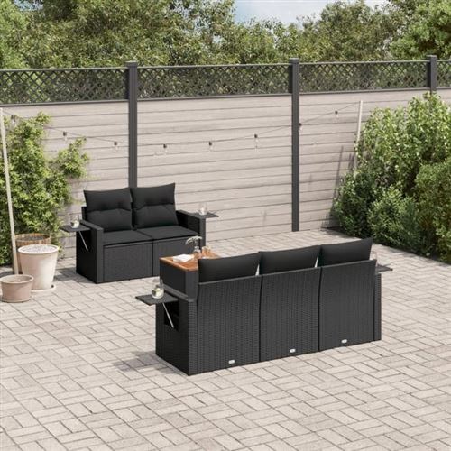 Salon de jardin modulable Vidaxl resine tressee noir 6 pieces x 62 x 69 5 personnes