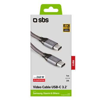 Câble données & recharge USB-C - USB-C 100W avec lecture vidéo-SBS