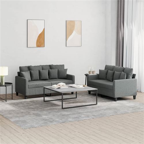 Non Communiqué Gris Foncé Vidaxl Ensemble De Canapés 2 Pcs Avec Coussins Tissu