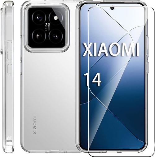 Pack coque transparente en TPU et vitre en verre trempé FULL cover noir pour Xiaomi 14 5G - XEPTIO