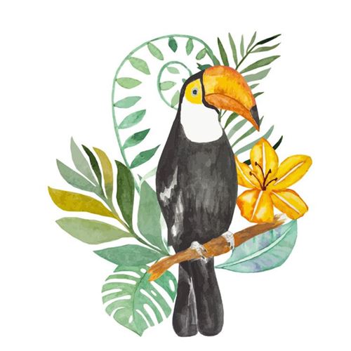 GENERIQUE - Sticker Mural Toucan Aquarelle - Grand - Vert - Image 2